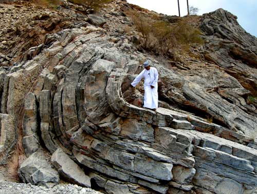 250-million-yr-old limestone folded over on itself. Photo: Paolo Forti
