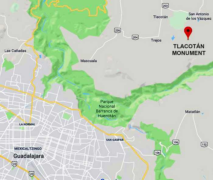 Location of Tlacotan Monument to the third Guadalajara