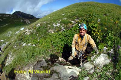 At he entrance to Krubera-Voronja - Photo  by Al Warild