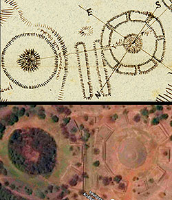 Adela Breton sketch compared with Google Earth image