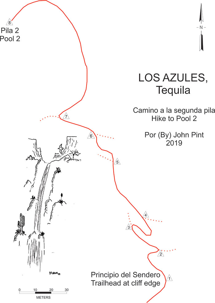 Trail Map for Los Azules, Tequila, Mexico
