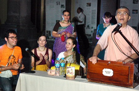 Members of the Movement for Krishna Consciousness chant “Hare Krishna”