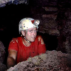 Chris Lloyd in Tindarapos Cave - Photo by John Pint