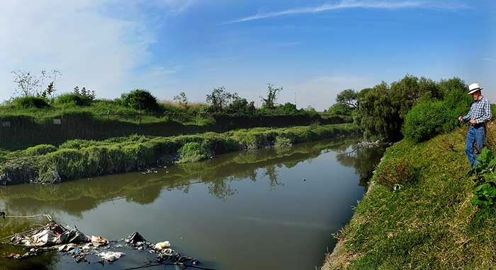 River of Sewage 100 meters from Guadalajara Airport